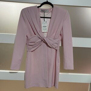 Zara Blush Long Sleeve Knot Dress
